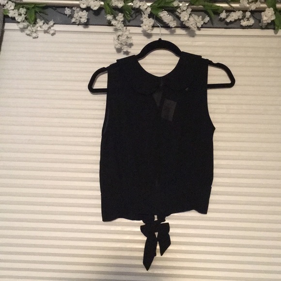 NEW!!!! Sheer Collared Dress Top Black - Picture 3 of 4